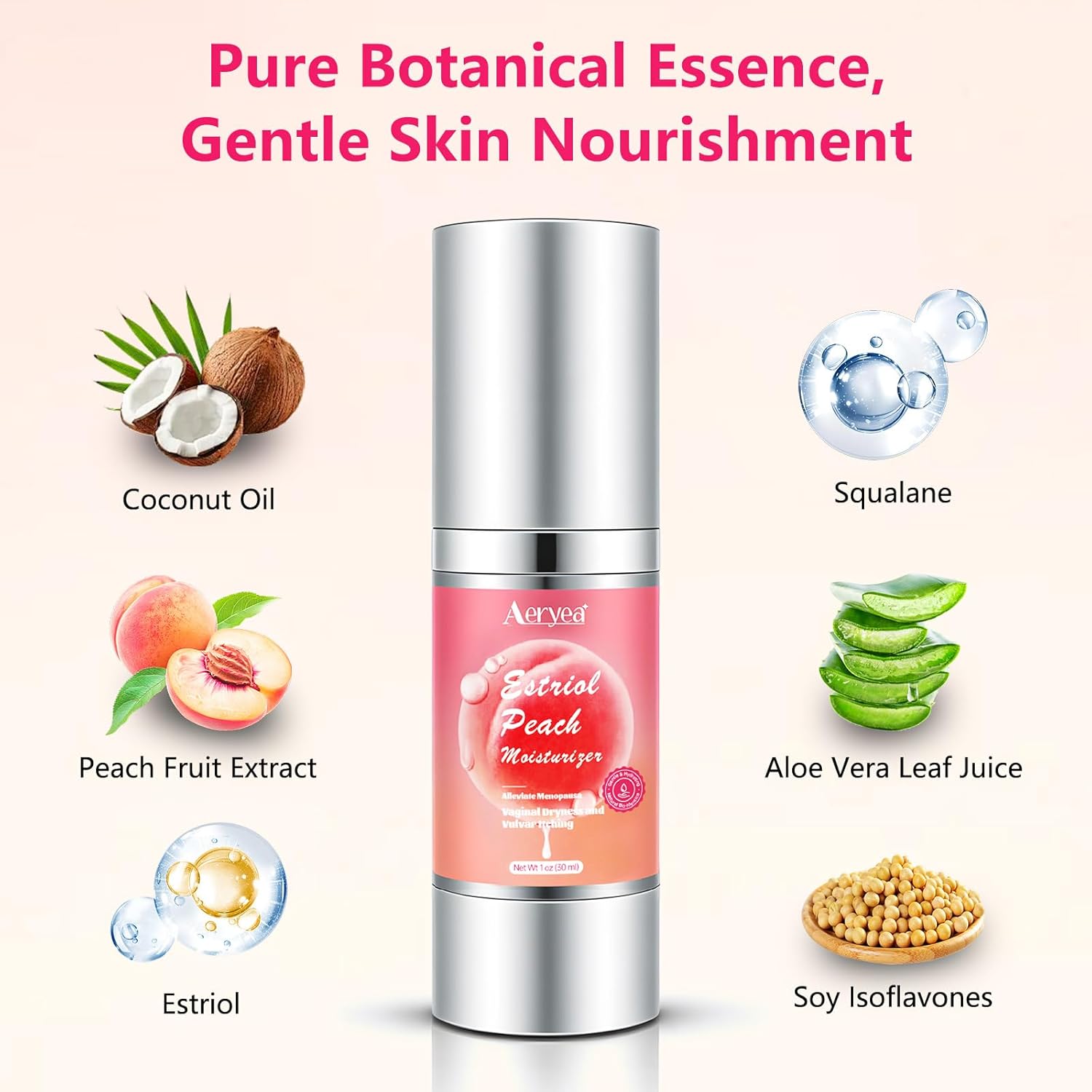 Estriol Peach Cream for Women's - Menopausal Hormone Balance Natural Bioidentical Estrogen Silky Cream for Relief Menopausal Vaginal Dryness & Vulva Itch 1 fl. oz(2 Month Supply) - Image 5
