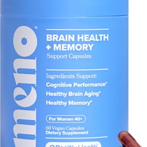 MENO Brain Health + Memory Support Capsules – Daily Support for Cognitive Performance, Concentration & Healthy Brain Aging – with Phosphatidylserine, Creatine, Sage Leaf & Huperzine A – 30 Servings