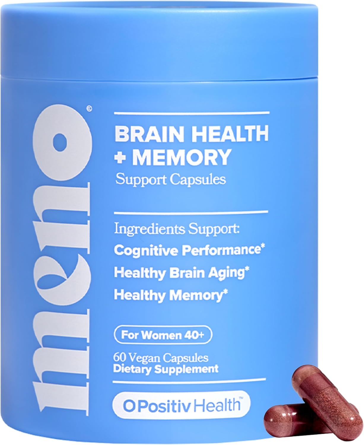 MENO Brain Health + Memory Support Capsules – Daily Support for Cognitive Performance, Concentration & Healthy Brain Aging – with Phosphatidylserine, Creatine, Sage Leaf & Huperzine A – 30 Servings