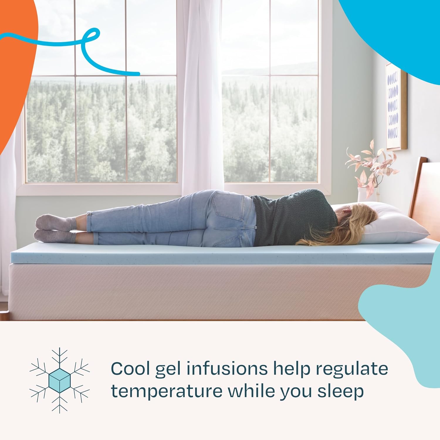 Linenspa Memory Foam Mattress Topper, Queen Size - 2 Inch Gel Infused Memory Foam - Plush Feel - Cooling and Pressure Relieving - CertiPUR Certified - Image 2