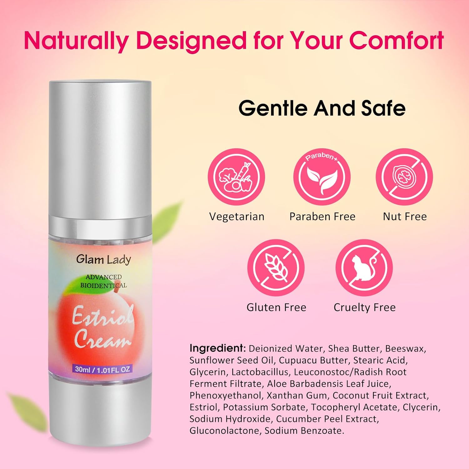 Natural Bioidentical Estriol Cream for Women Menopause Relief Silky Estrogen Cream for Vaginal Dryness 1oz 2 Month Supply - Image 5