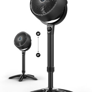 Vornado 683 Medium Pedestal Air Circulator Fan, 3-Speed, 32-38 in Adjustable Height, Whole Room Circulation, Powerful Standing Floor Fan for Bedroom, Home, Office, Black