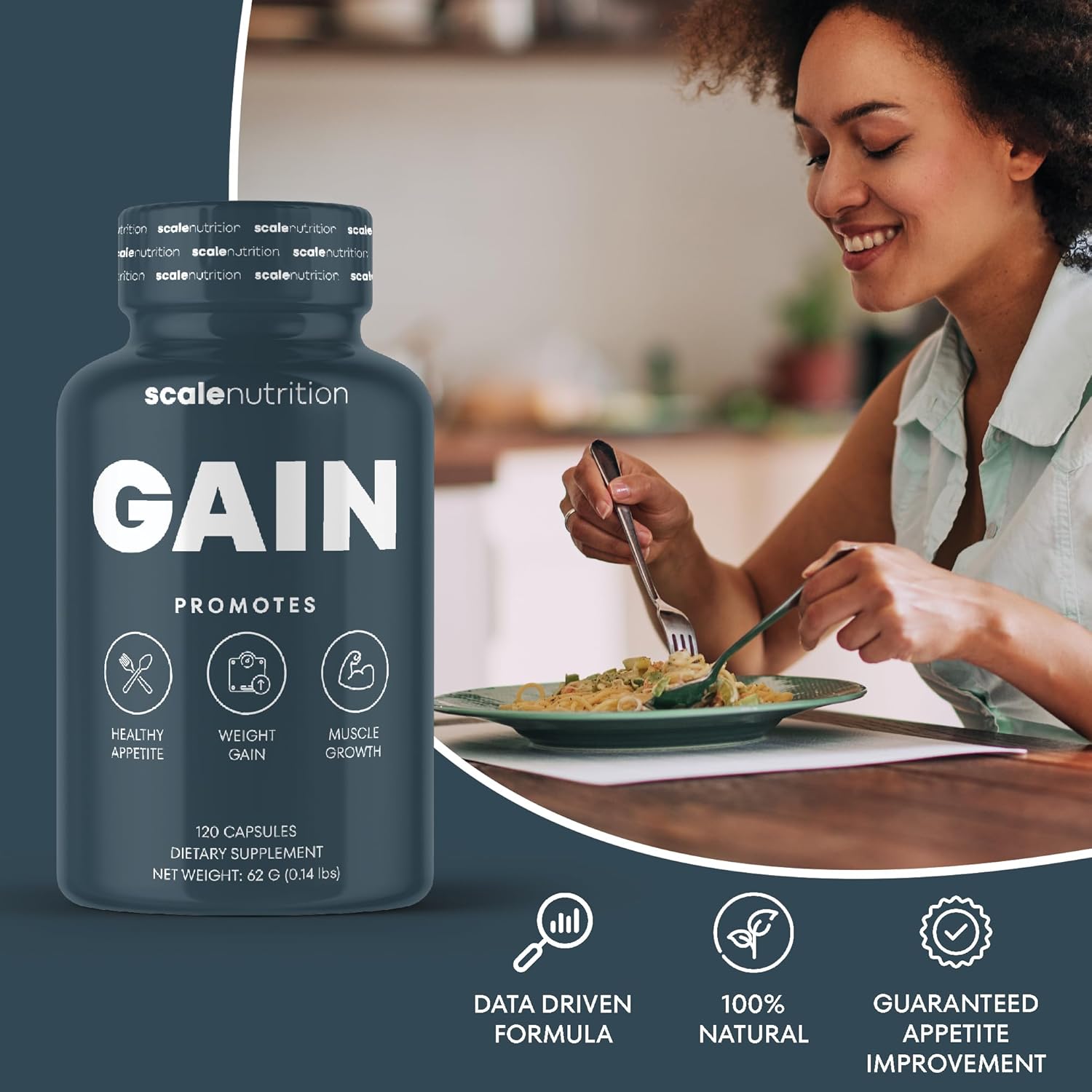 Gain - Appetite Booster Pills for Adults – Natural Appetite Stimulant & Weight Gain Support Supplement with Ginger Extract, Blessed Thistle, Gentian Root & Creatine – 120 Capsules - Image 2