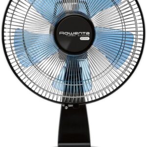 Rowenta, Desk Fan, Turbo Silence Table Fan with Remote, 18 Inches, Ultra Quiet Fan for Bedroom, Oscillating, Portable, 5 Speeds, Black, Indoor, VU2660
