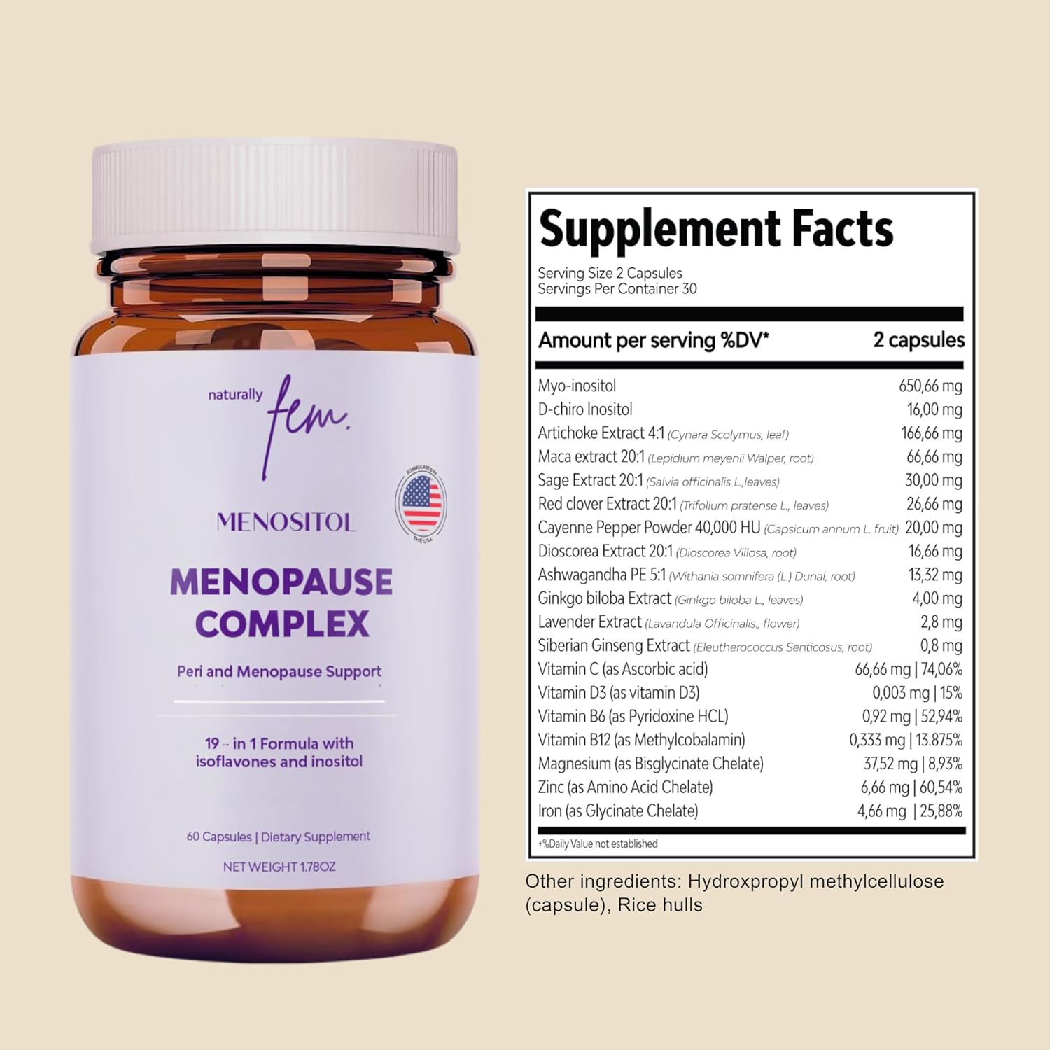 Inositol FEM Menositol 19-in-1 60Caps, Perimenopause & Menopause Supplements for Women Weight Loss with Myo-Inositol, D-chiro and Isoflavones, Control Metabolic Health, 100% Natural, Hormone, SoyFree - Image 9