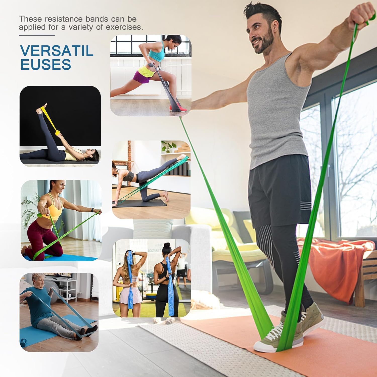 Lianjindun 5 Pcs Professional Resistance Bands. Latex-Free, Pilates Band, Work Out Bands, Stretch Bands for Working Out Women or Men, Exercise Bands Set for Pilates, Physical Therapy, Yoga - Image 3