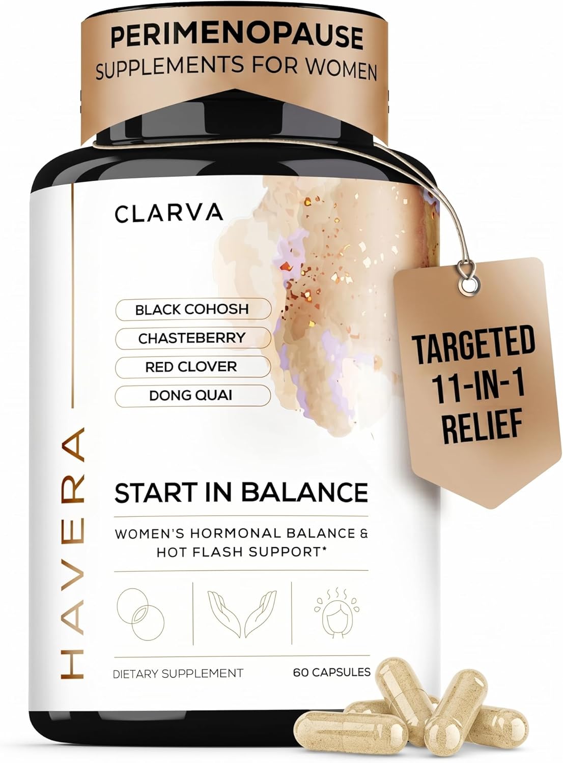 Perimenopause Supplements Women - Complete 11-in-1 Hormonal Balance & Multi-Symptom Relief: Hot Flashes, Night Sweats & Mood - Premenopausal Support Formula - 3rd Party Tested - Non-GMO - 60 Capsules