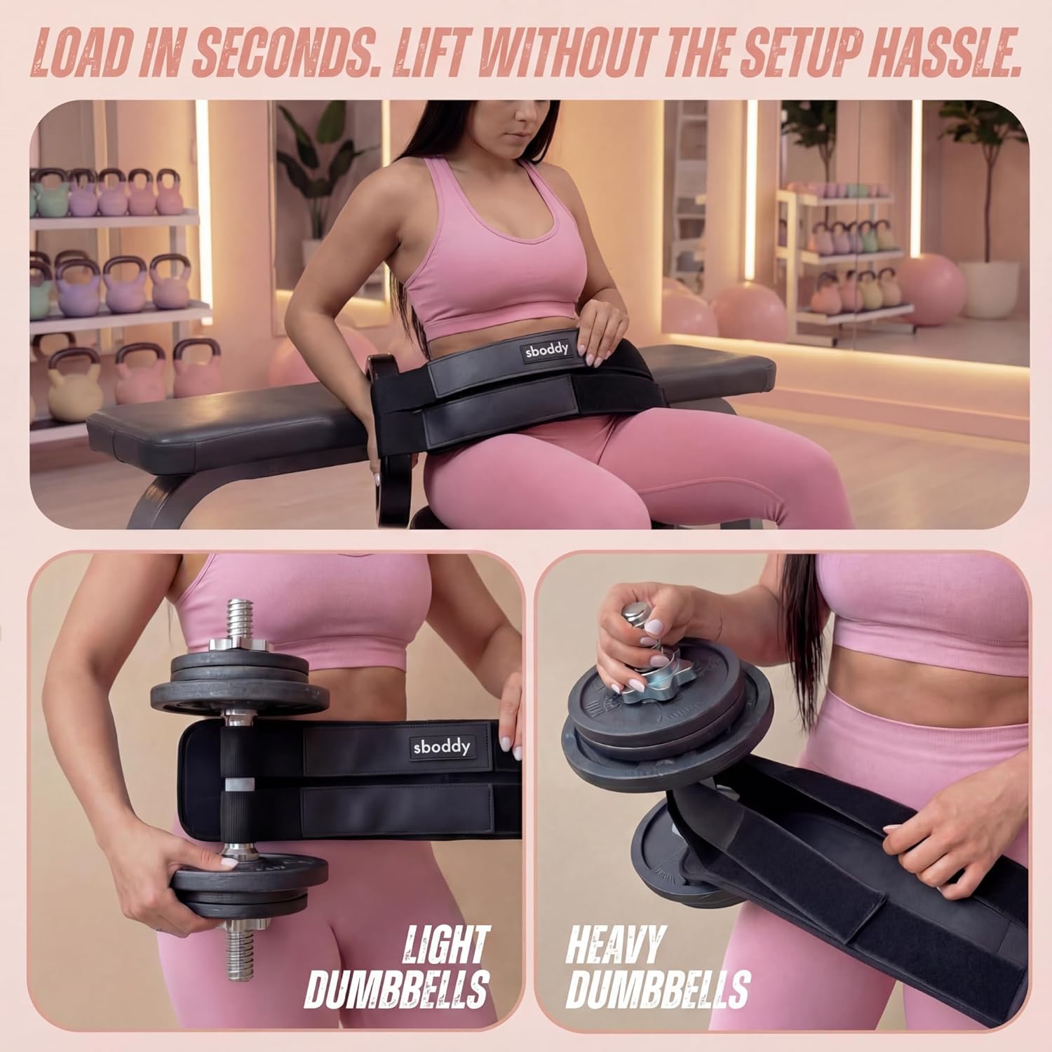 Hip Thrust Belt with Dual-Strap Design – Booty Builder for Heavy Dumbbells, Kettlebells & Plates Up to 400 lbs – Comfortable Glute Workout Equipment for Women – Coach Tested – Home & Gym Use. - Image 6