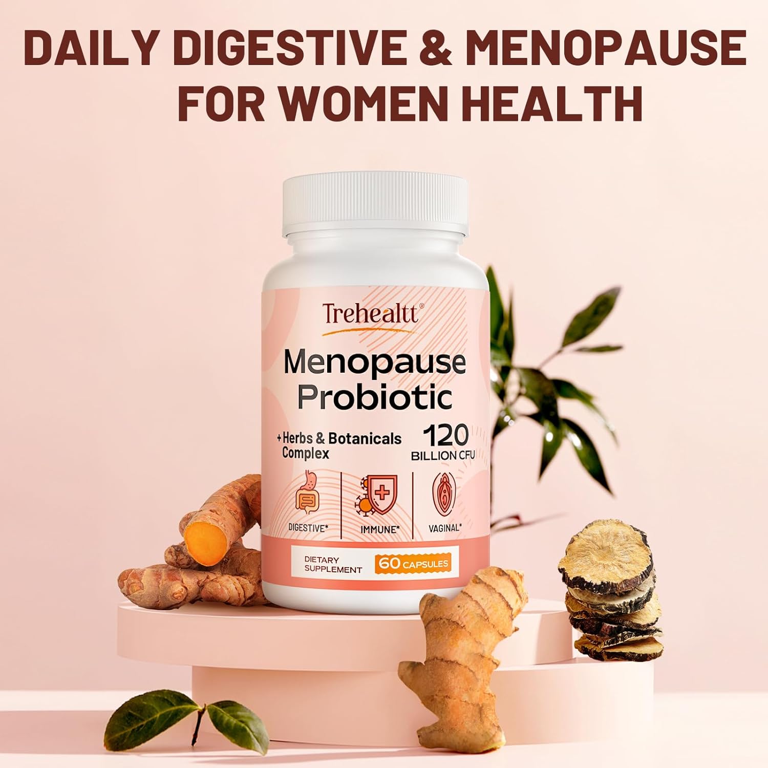 Menopause supplements for women, 120 Billion CFU Probiotic, 13-in-1 Herbs & Botanicals Complex, for Hormone Menopause, Hot Flashes, Night Sweats, Mood Swings, Sleep Disturbances, Vegan, 60 Capsules - Image 8