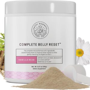 Happy Mammoth Complete Belly Reset Digestive Health Supplement Powder for Men & Women, Supports Gut Health, Reduces Bloating & Gas, Promotes Bowel Regularity, 24 Servings Vanilla Flavor