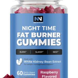 Night Time Fat Burner Gummies, Sleep Support & Weight Loss Supplement | Slimming Hunger Suppressant & Metabolism Booster, Shred Belly Fat While You Sleep | Nighttime Diet Gummies for Women & Men 60ct