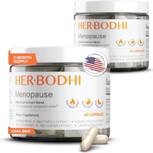 Her Bodhi Meno- Menopause Hormonal Balance for Women, Estrogen Soy Isoflavones Menopause Supplement for Women, Ashwagandha, Black Cohosh Hot Flashes Menopause Relief, Night Sweats Relief 120Caps