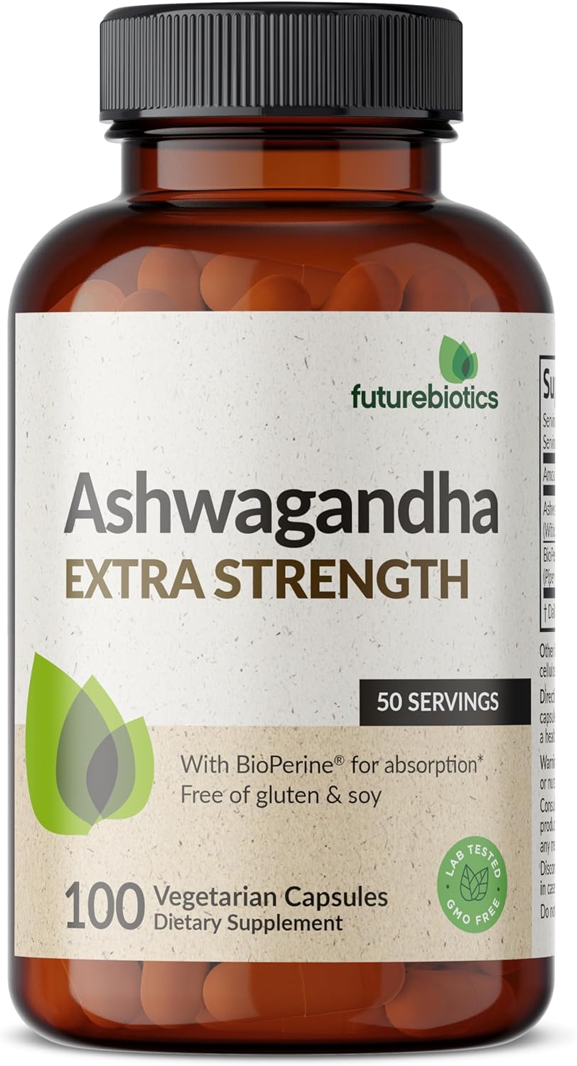 Futurebiotics Ashwagandha Extra Strength Stress & Mood Support with BioPerine - Non GMO Formula, 100 Vegetarian Capsules - Image 5