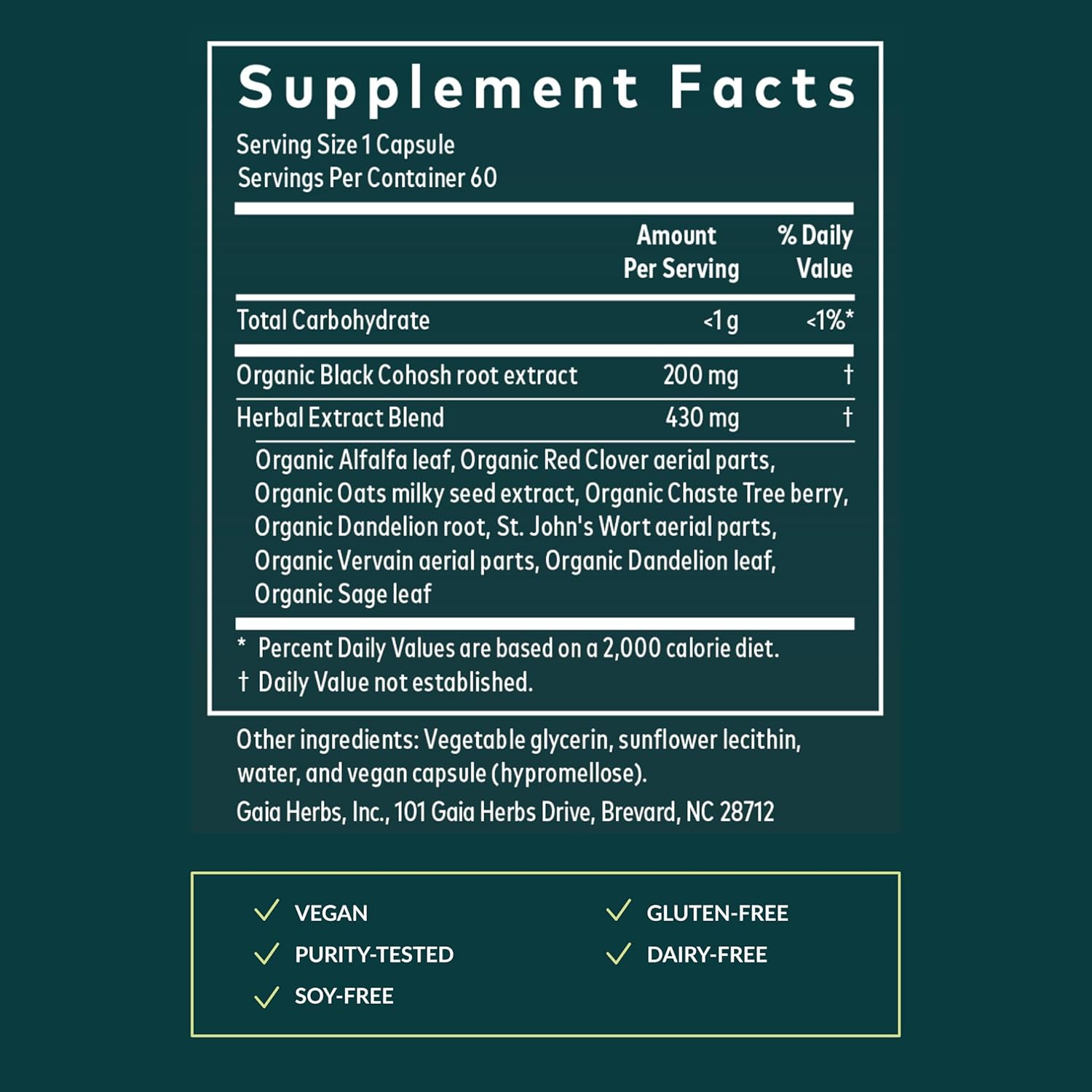 Gaia Herbs Menopause Support Daytime - Helps Support Hormone Balance & Well-Being for Women* - with Vitex, Black Cohosh, St. John's Wort & Oats - 60 Vegan Liquid Phyto-Caps (60 Servings) - Image 3