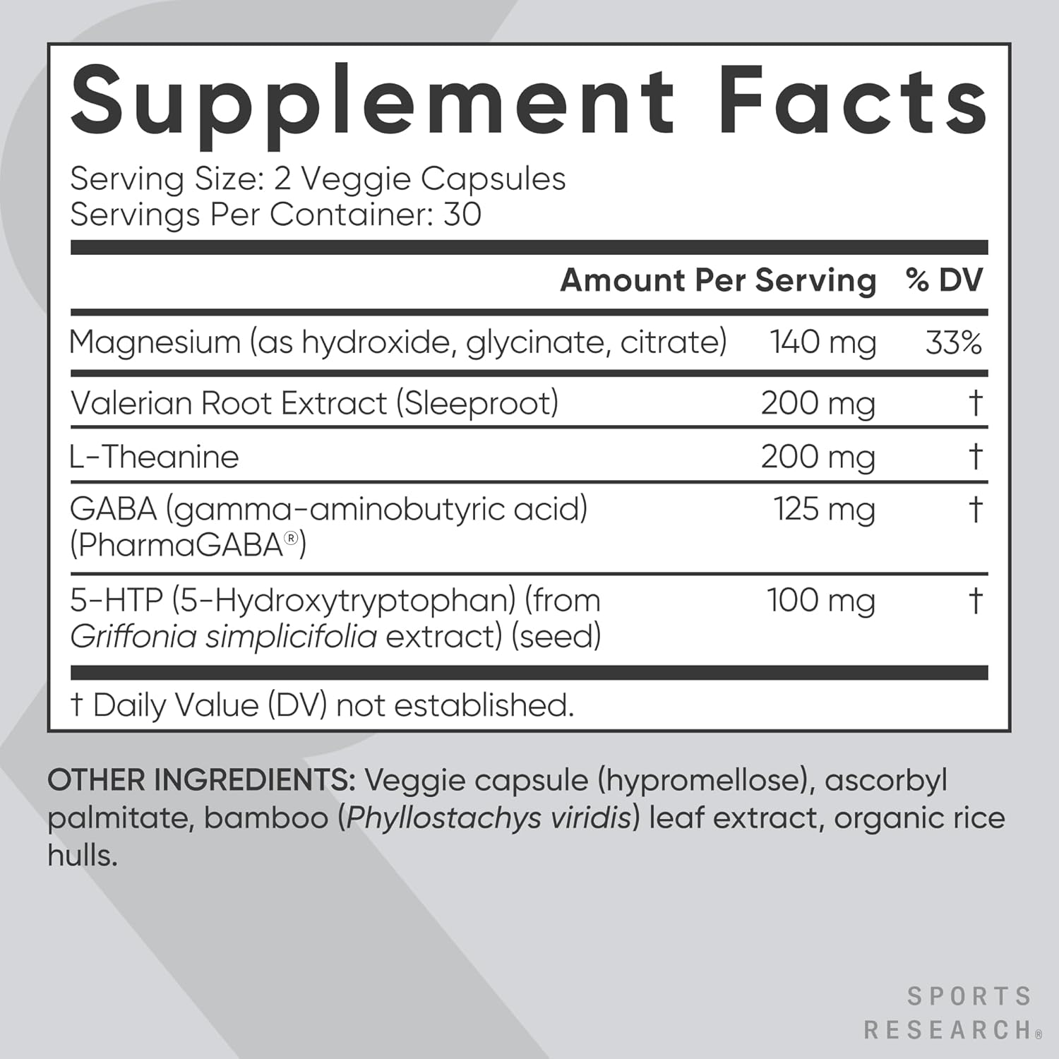 Sports Research® Sleep Complex- Melatonin-Free Vegan Capsules - with Valerian Root, GABA, L-Theanine, Magnesium & 5-HTP - 30 Servings - Image 5
