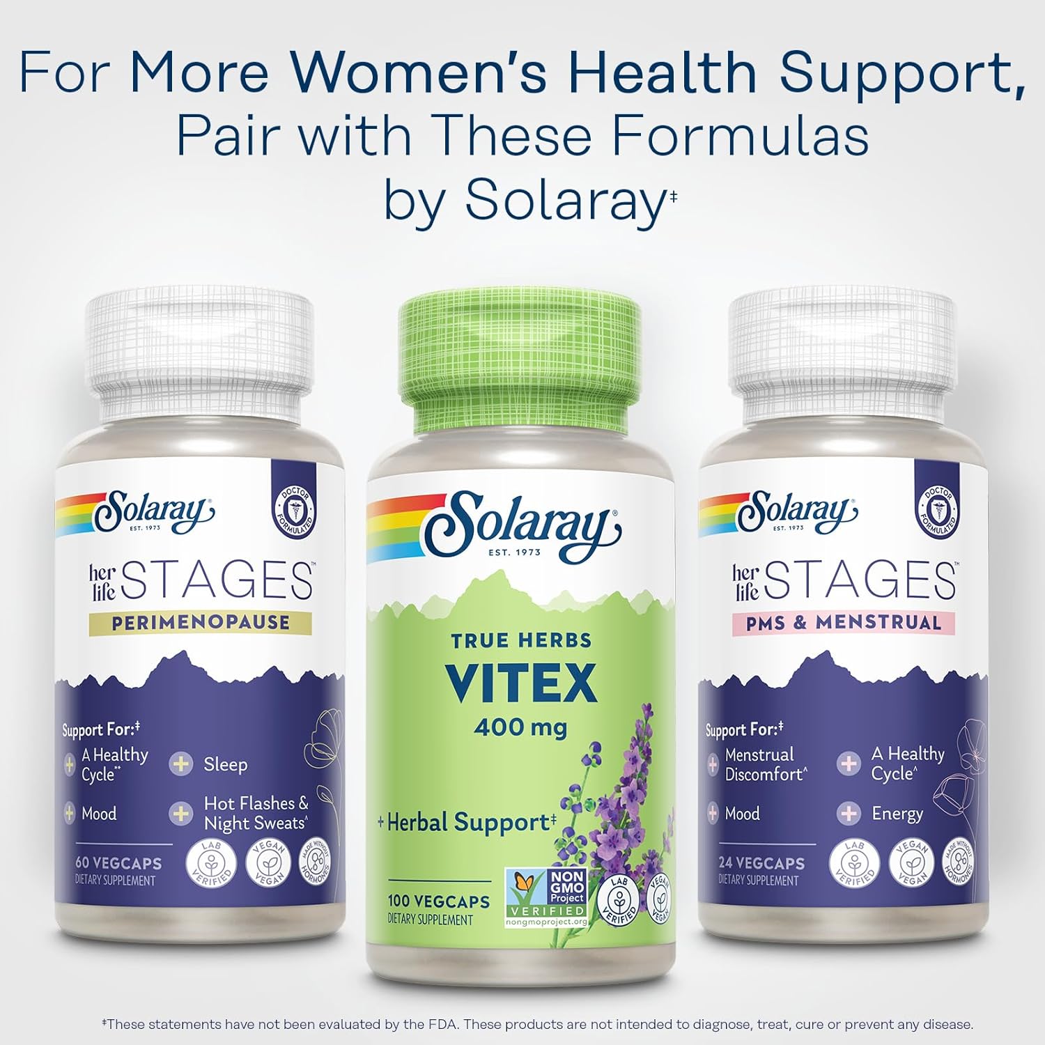 SOLARAY Vitex Berry 400mg | Womens Healthy Hormone Balance Formula | Menstruation & Menopause Support, 100ct - Image 6