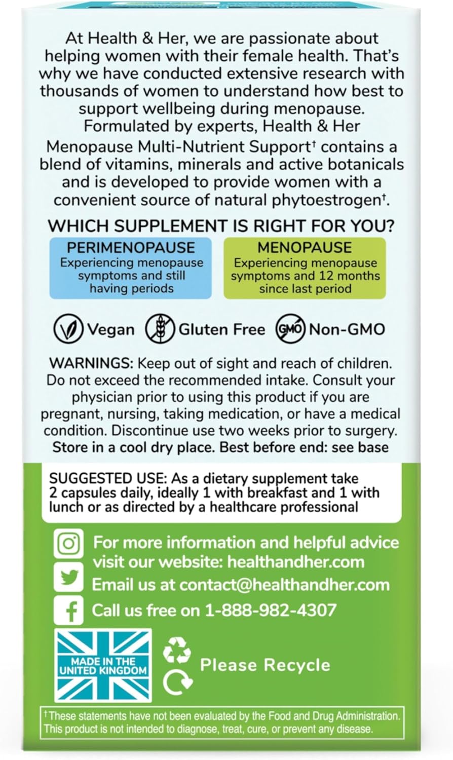 Health & Her Menopause Supplements for Women - Multi-Nutrient Support, Menopause Vitamins for Energy, Bones, Muscles, Skin & Hair, Vegan, Gluten-Free, Non GMO (60ct - 1 Month) - Image 9