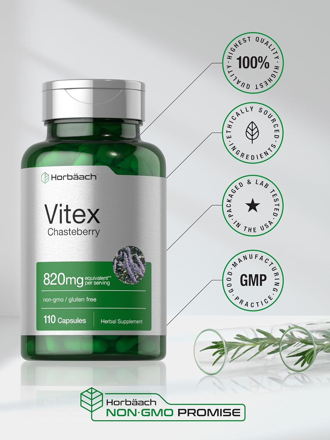 Horbäach Vitex Berry | 110 Capsules | Chasteberry Supplement for Women | Agnus-Castus Fruit | Non-GMO, Gluten Free - Image 6