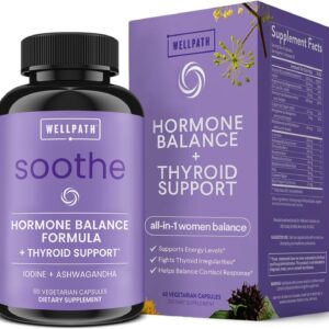 WellPath Soothe Hormone Balance for Women + Cortisol Supplements for Women | Thyroid Support, Mood Support, & Metabolism Booster | Adrenal Support | Rhodiola, Selenium, Iodine | Adaptogens, 60 ct