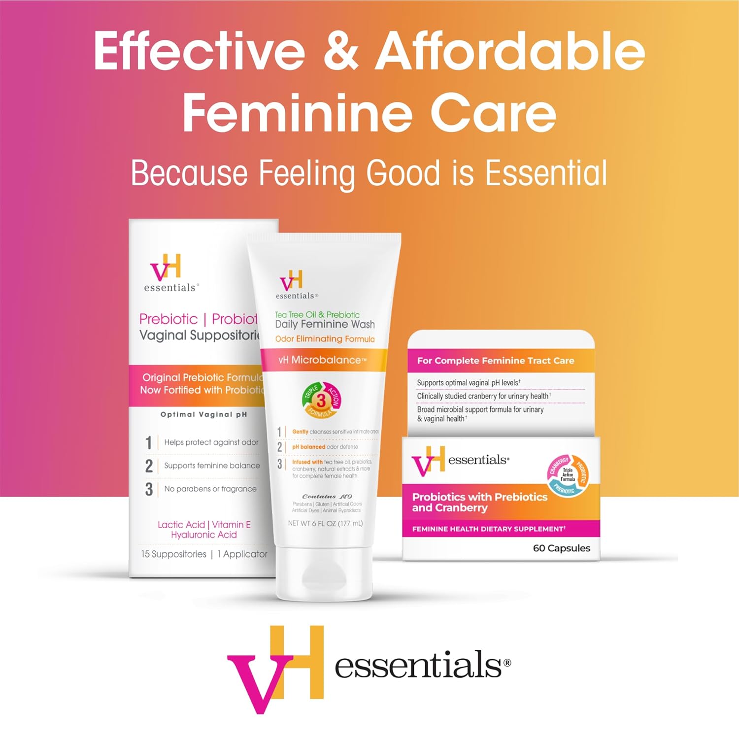vH essentials, Ph Balanced Daily Feminine Wash, Tea Tree Oil & Prebiotic, 6, Fl Oz, (Pack Of 1) 54306 Clear - Image 6