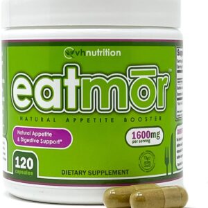 VH Nutrition Eatmor | Appetite Booster | Weight Gain Pills* for Women and Men | Designed for Women with Gentian, Ginger, Alfalfa | 120 Easy-to-Swallow Capsules