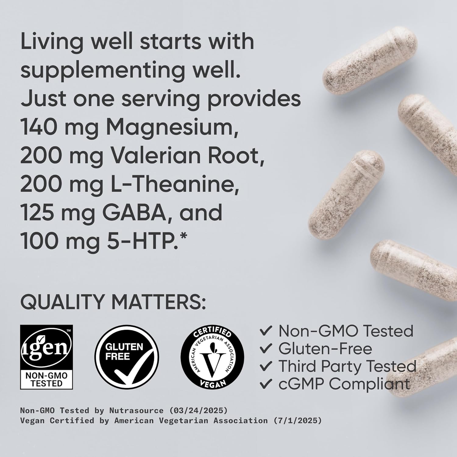 Sports Research® Sleep Complex- Melatonin-Free Vegan Capsules - with Valerian Root, GABA, L-Theanine, Magnesium & 5-HTP - 30 Servings - Image 4