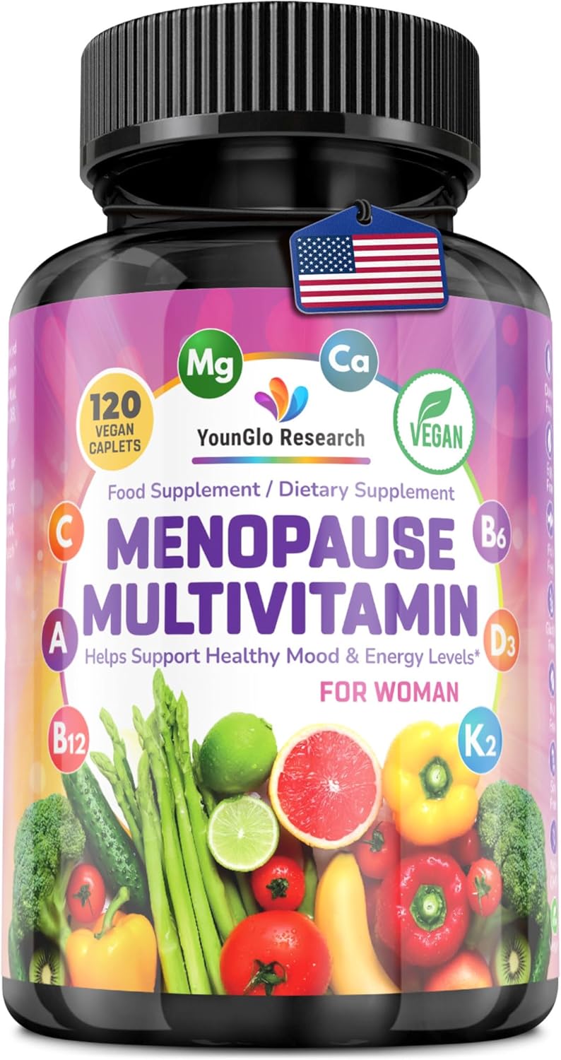 Menopause Supplement - 120 Vegan Caplets - Menopause & Perimenopause Relief Support - Food and Dietary Vitamins - Multivitamin for Women