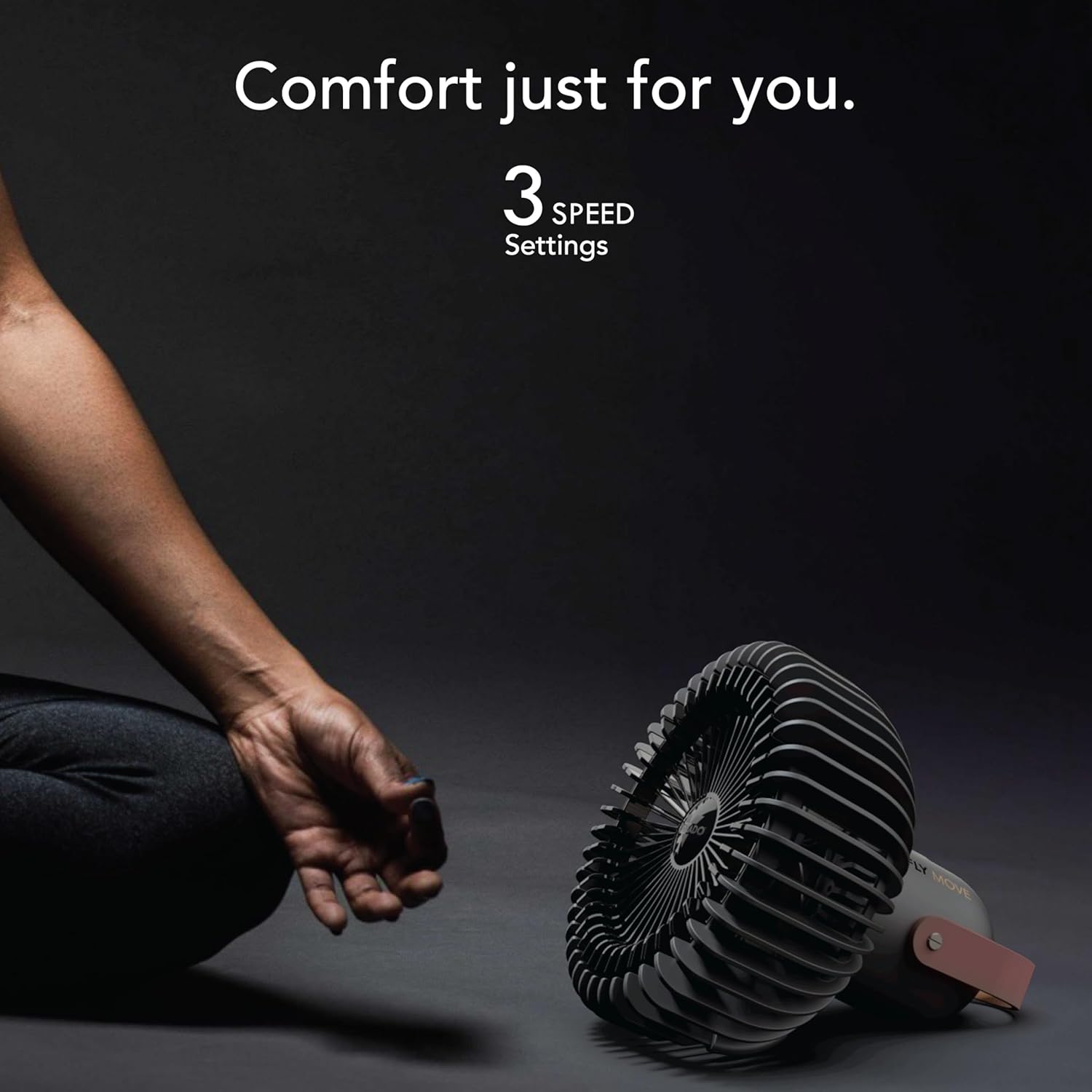 Vornado FLY MOVE Rechargeable Fan Handheld, Up to 17 Hour Battery Power Life on Low, 3 Speed Settings, Minimal Footprint, Small Portable Fan, Powerful Airflow, Travel Friendly, USB-C Charger, Black - Image 4
