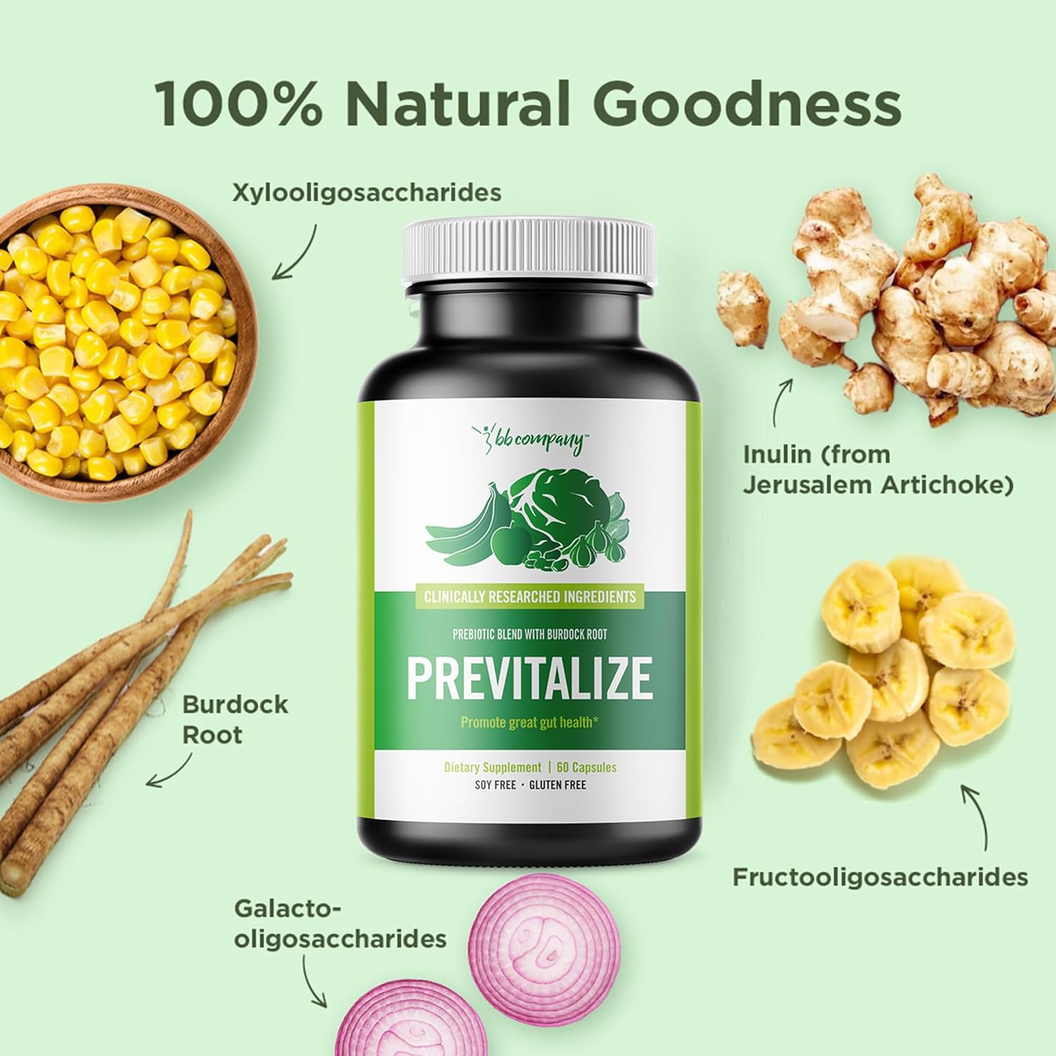 BB Company Previtalize | Prebiotics for Women, Prebiotic Fiber for Gut Health, Digestive Health | Food for Good Probiotics | Complement to Probiotics & Provitalize | Packaging Vary | 60 Ct - Image 3