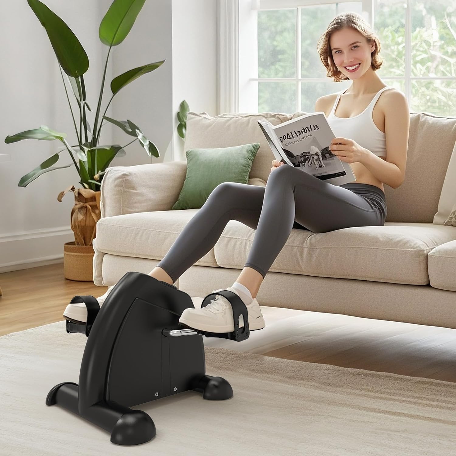FITKS360 Under Desk Elliptical & Mini Exercise Bike - Seated Electric Leg Exerciser Under Table Oval Electric - Seniors Sit Exerciser Full Assembled Pedal with Remote Control - Image 7