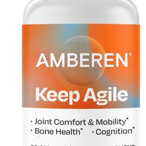 Amberen Keep Agile Menopause Supplement for Women, Clinically Proven Acujoint® for Joint Comfort, Magnesium for Bone & Muscle Health, Bacopa Monnieri for Cognition, 60 Capsules