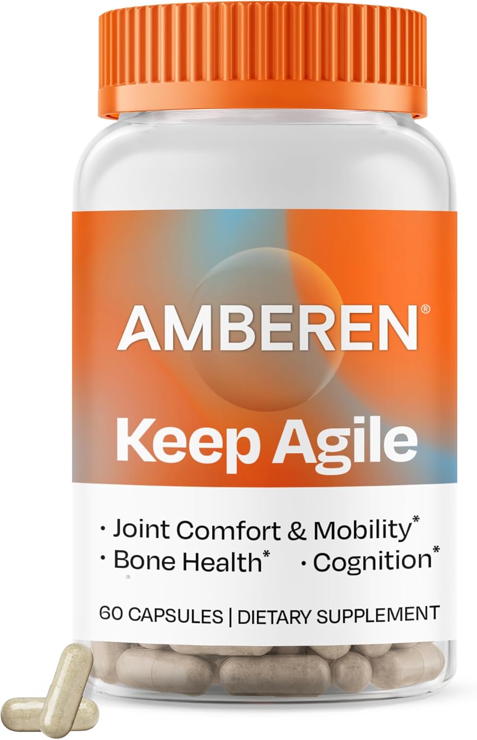 Amberen Keep Agile Menopause Supplement for Women, Clinically Proven Acujoint® for Joint Comfort, Magnesium for Bone & Muscle Health, Bacopa Monnieri for Cognition, 60 Capsules