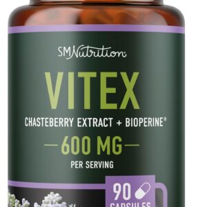 Vitex Chasteberry Supplement 600mg | Agnus Castus for Women's Hormone Balance, Menopause, Menstrual Regularity & Hormonal Acne* | Certified Gluten-Free, Vegetarian | 90 Capsules, 3-Month Supply