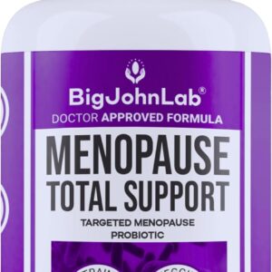 BIGJOHNLAB® - Menopause Total Support – Advanced Probiotic Formula with 5 Strains & 15 Billion CFU, Resveratrol, Black Cohosh, Acacia Fiber, Non-GMO & 100% Vegetarian