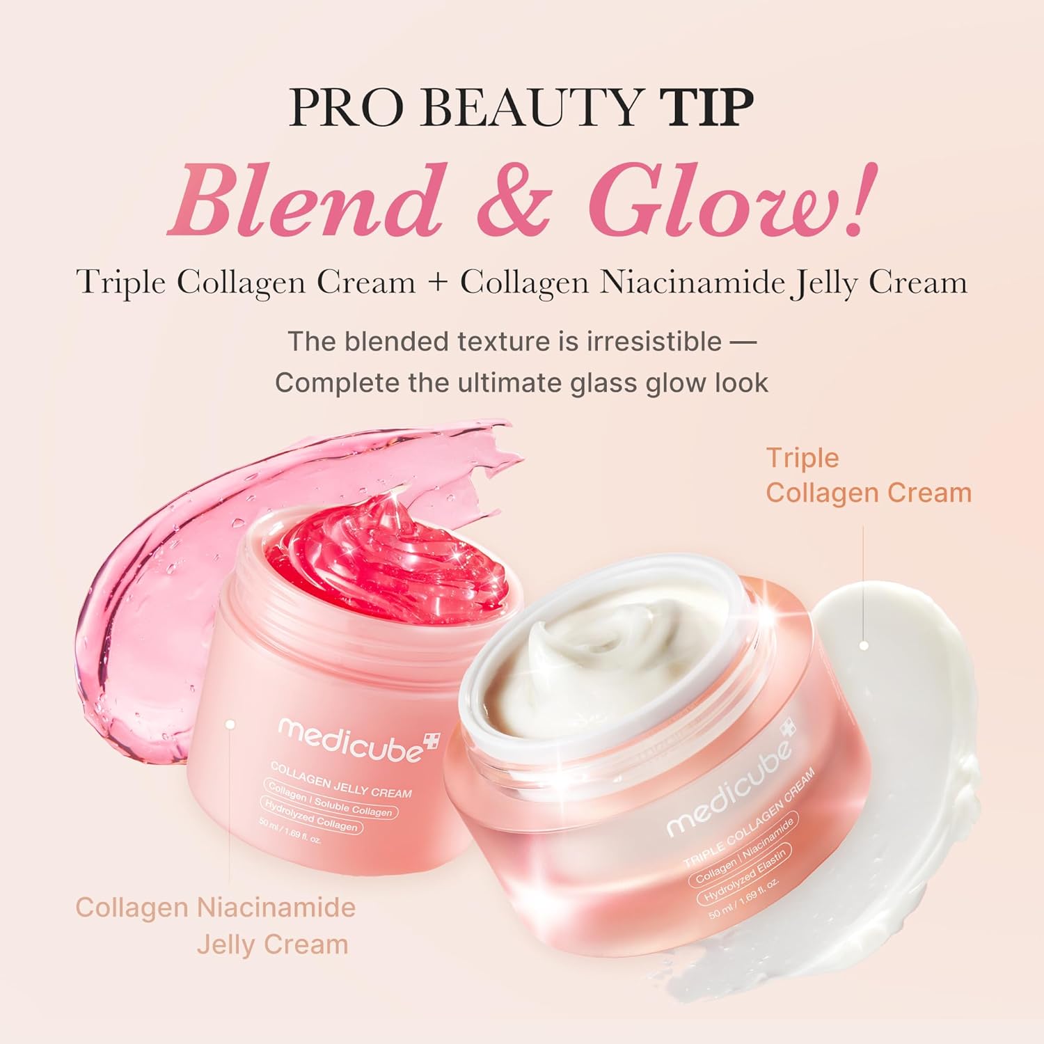 medicube Viral Collagen Big Size Duo: Collagen Jelly Cream 110ml and Triple Collagen Cream | Niacinamide, Hyaluronic Acid for Glowing, Fimer-Looking Skin - Image 2