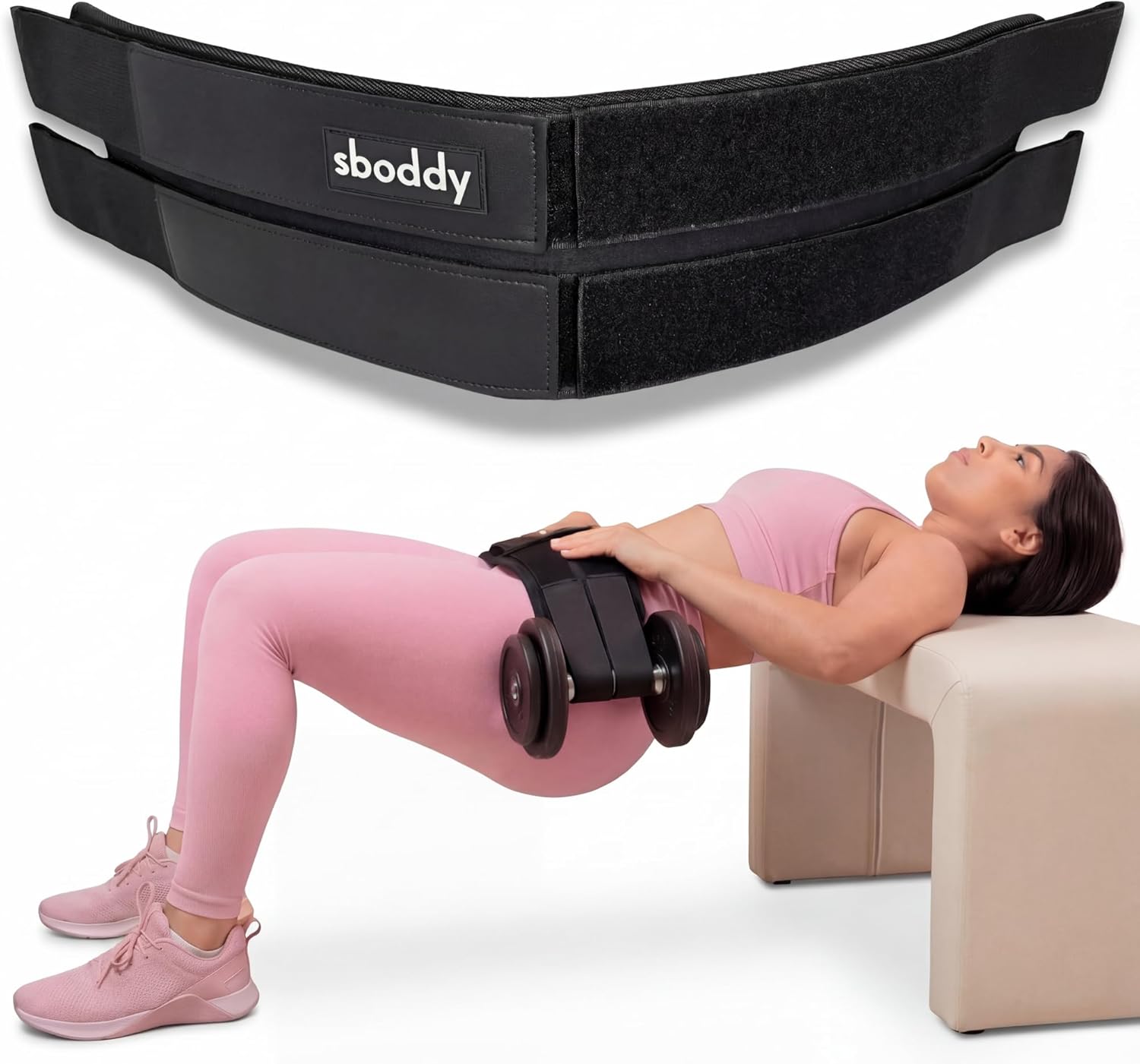 Hip Thrust Belt with Dual-Strap Design – Booty Builder for Heavy Dumbbells, Kettlebells & Plates Up to 400 lbs – Comfortable Glute Workout Equipment for Women – Coach Tested – Home & Gym Use.