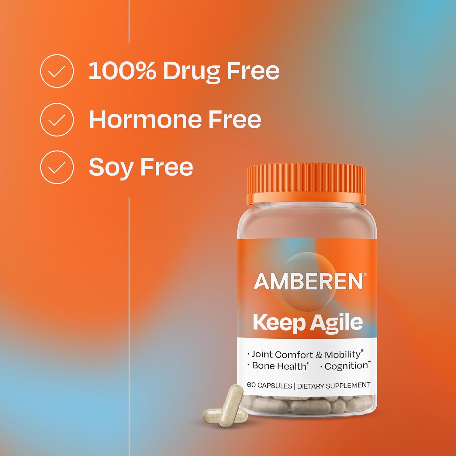 Amberen Keep Agile Menopause Supplement for Women, Clinically Proven Acujoint® for Joint Comfort, Magnesium for Bone & Muscle Health, Bacopa Monnieri for Cognition, 60 Capsules - Image 7