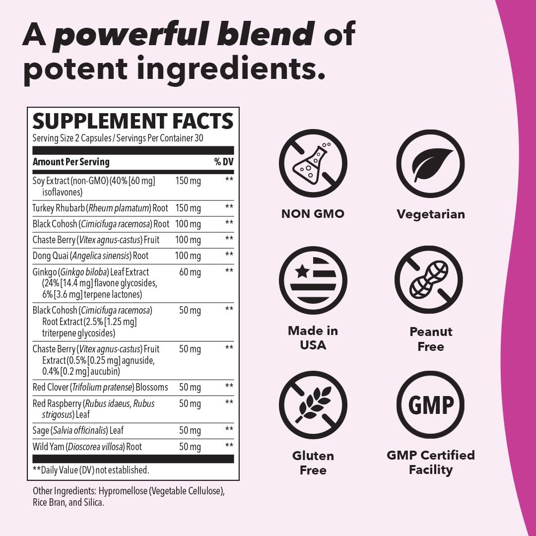 Pausitivi-T - Menopause Support Supplement - Powerful Relief for Hot Flashes, Hormone Imbalance & Night Sweats - Nourishes Tissue - Sage, Chasteberry, Soy Isoflavones & Black Cohosh - 60 Capsules - Image 6