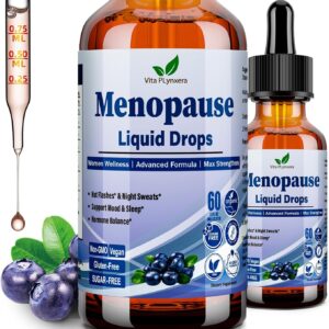 Menopause Supplements Liquid Drops, 8-in-1 Menopause Vitamin w. Black Cohosh, Ashwagandha, D3 B6 Multivitamin for Hot Flash, Night Sweats, Hormone Balance & Mood Support for Women Over 40