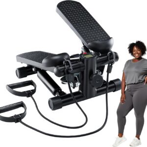 OLIXIS Steppers for Exercise At Home Workout Equipment, Mini Stepper Exercise Machine for Senior Citizens, Twist Stepper with Resistance Bands, Cardio Weight Loss Equipment Home Fitness