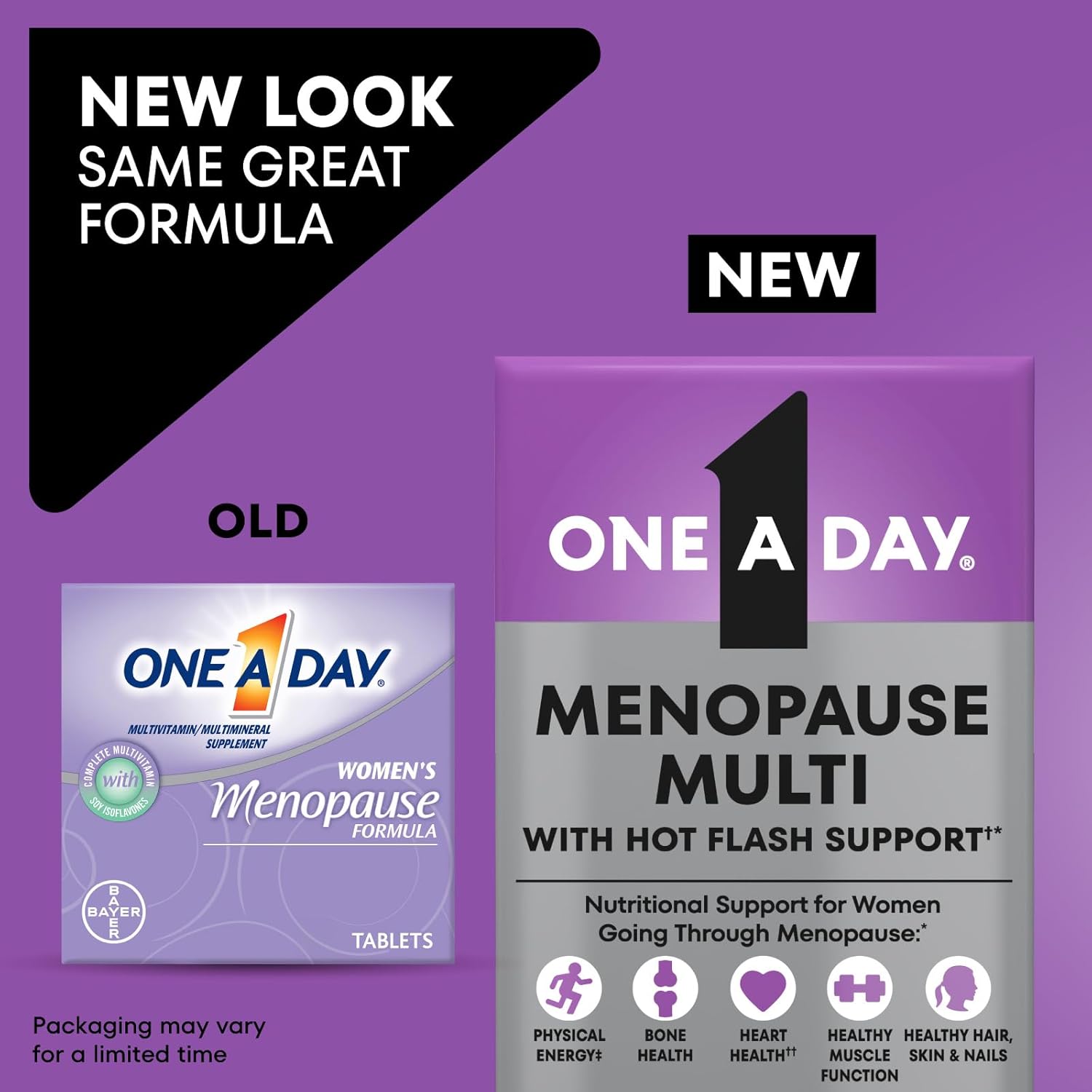 One A Day Women's Menopause Multivitamin with Vitamin A, Vitamin C, Vitamin D, Vitamin E and Zinc for Immune Health Support, Bone health, 50 Count (Packaging May Vary) - Image 2