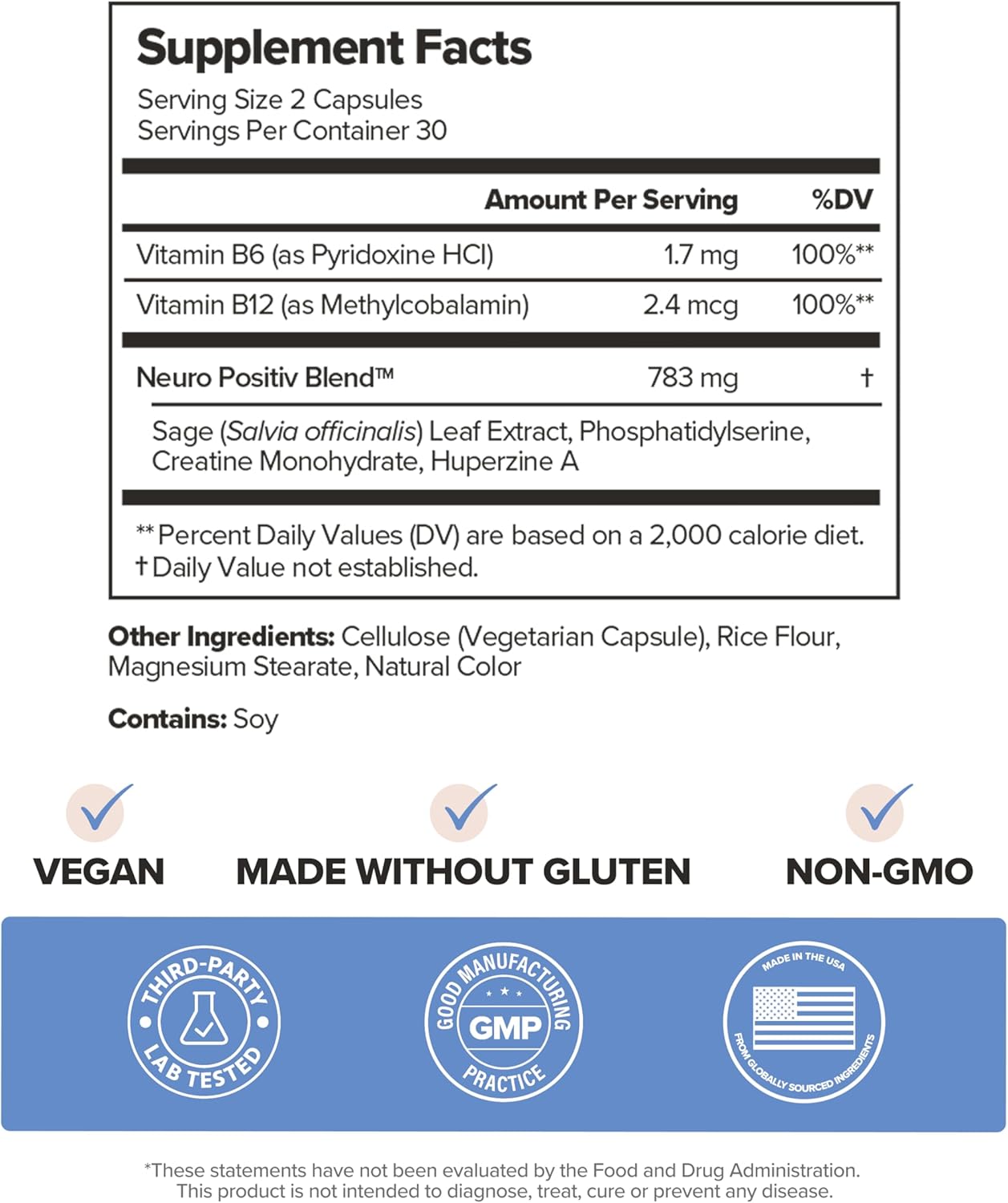 MENO Brain Health + Memory Support Capsules – Daily Support for Cognitive Performance, Concentration & Healthy Brain Aging – with Phosphatidylserine, Creatine, Sage Leaf & Huperzine A – 30 Servings - Image 5