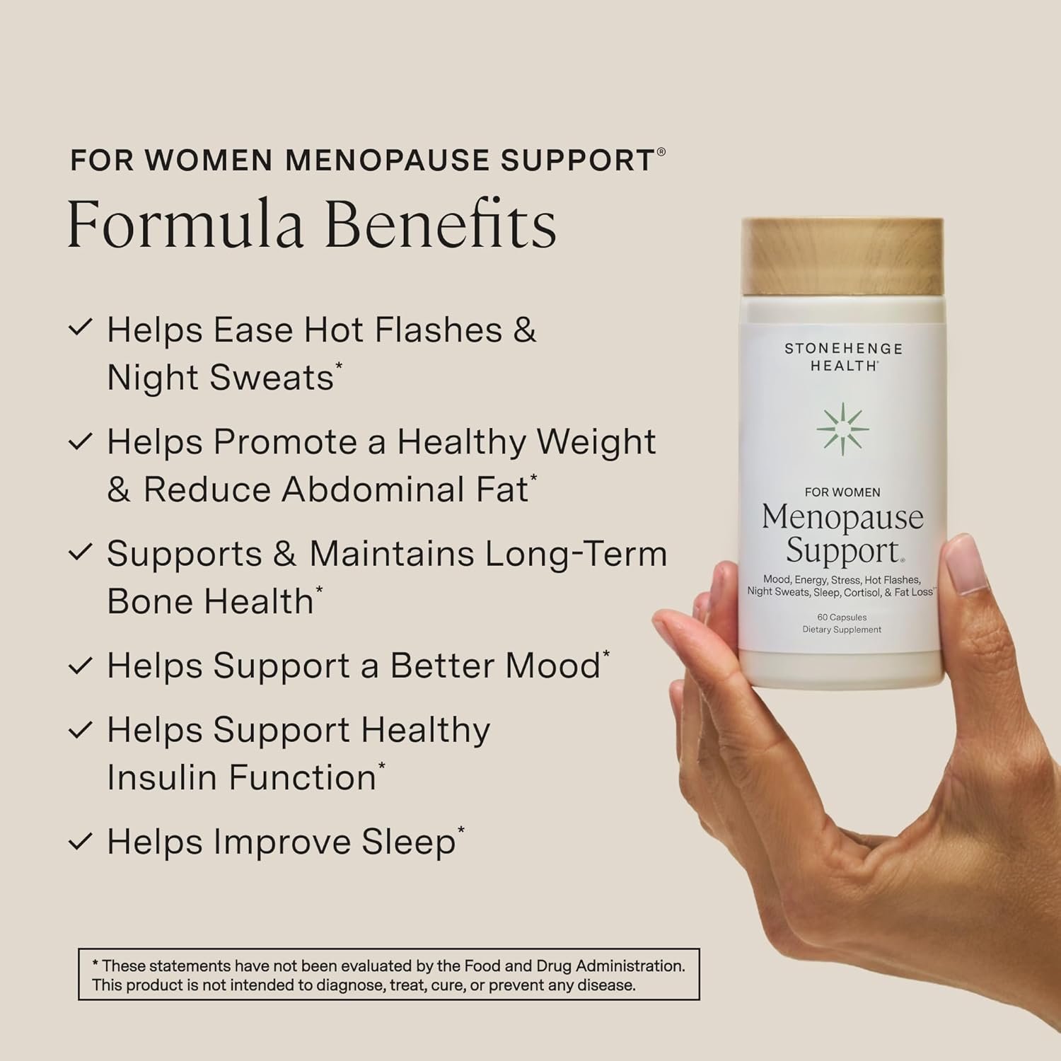 Stonehenge Health for Women Menopause Support for Peri + Menopause + Post - Mood, Energy, Stress, Hot Flashes, Night Sweats, Sleep & Cortisol, Chromax Chromium, Vitamin D3, KSM-66 Ashwagandha - Image 2