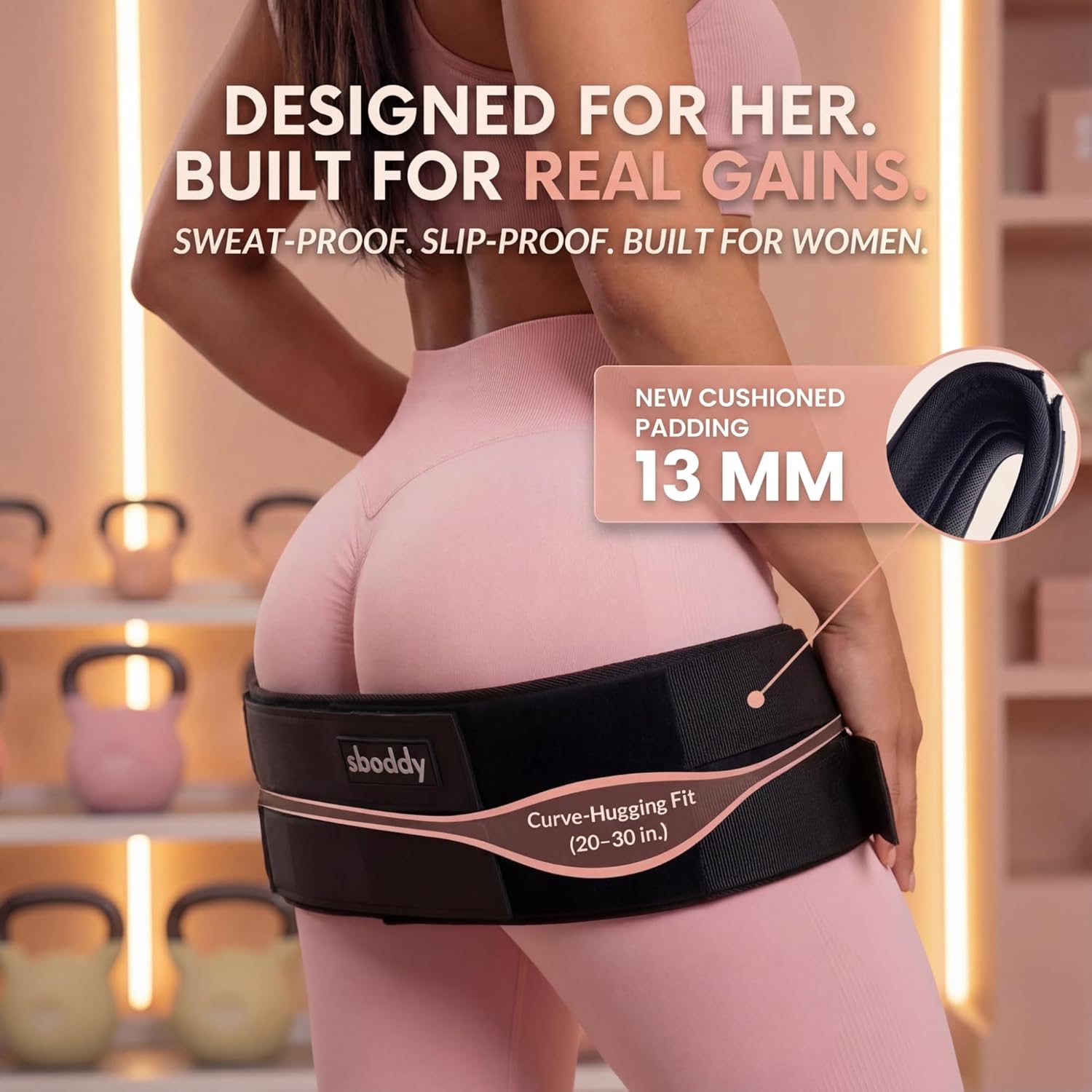 Hip Thrust Belt with Dual-Strap Design – Booty Builder for Heavy Dumbbells, Kettlebells & Plates Up to 400 lbs – Comfortable Glute Workout Equipment for Women – Coach Tested – Home & Gym Use. - Image 3