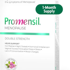 Promensil Menopause Double Strength - Menopause Supplements for Women, Red Clover Isoflavones, Helps Support Hot Flashes, Night Sweats, Restlessness - 30 Count