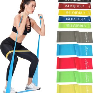 Professional 5 Pcs Long Resistance Bands and 5 Pcs Loop Bands. Latex-Free, Work Out Bands, Stretch Bands for Working Out Women or Men, Exercise Bands Set for Physical Therapy