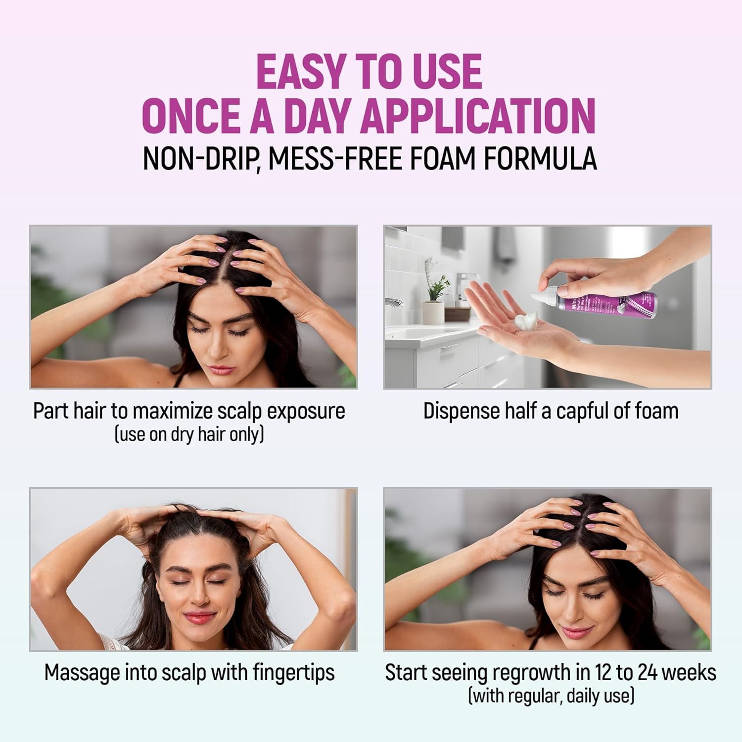 Minoxidil for Women, 2.11 Oz (2 Months Supply) Clinically Proven to Regrow Hair, Topical Aerosol Foam 5%, Hair Thinning Treatment - Image 3