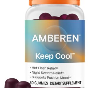 Amberen Keep Cool Menopause Supplement for Women, Feminine Care, with Pycnogenol® to Help Relieve Hot Flashes, Night Sweats and Support Positive Mood, Soy & Hormone Free, 60 Gummies, 30 Day Supply