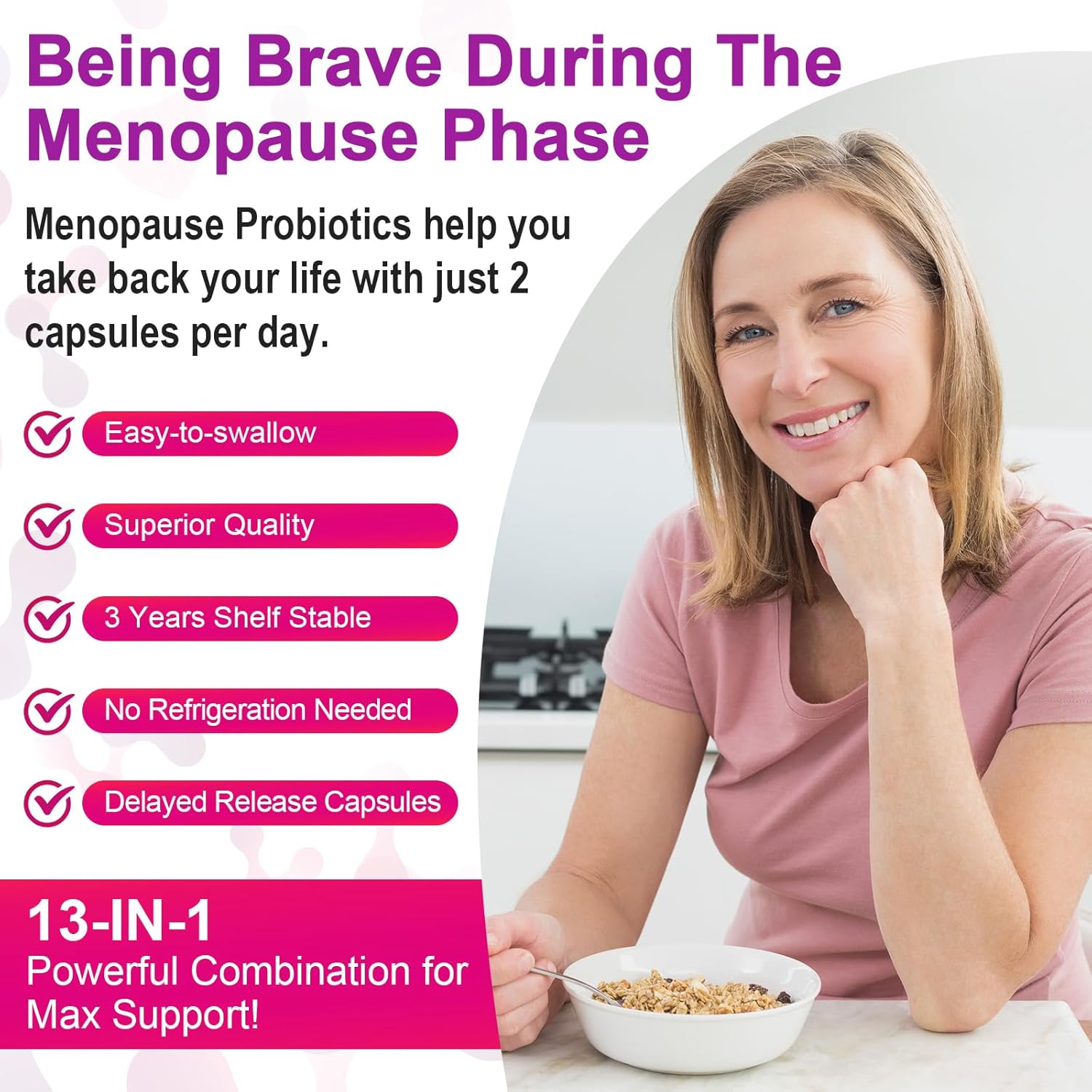 Menopause Supplements for Women, 120 Billion CFU Menopause Probiotics for Women, All-Natural Probiotic for Hot Flashes Menopause, Night Sweats, Mood Swings, Gut and Hormone - 60 Herbal Capsules - Image 6