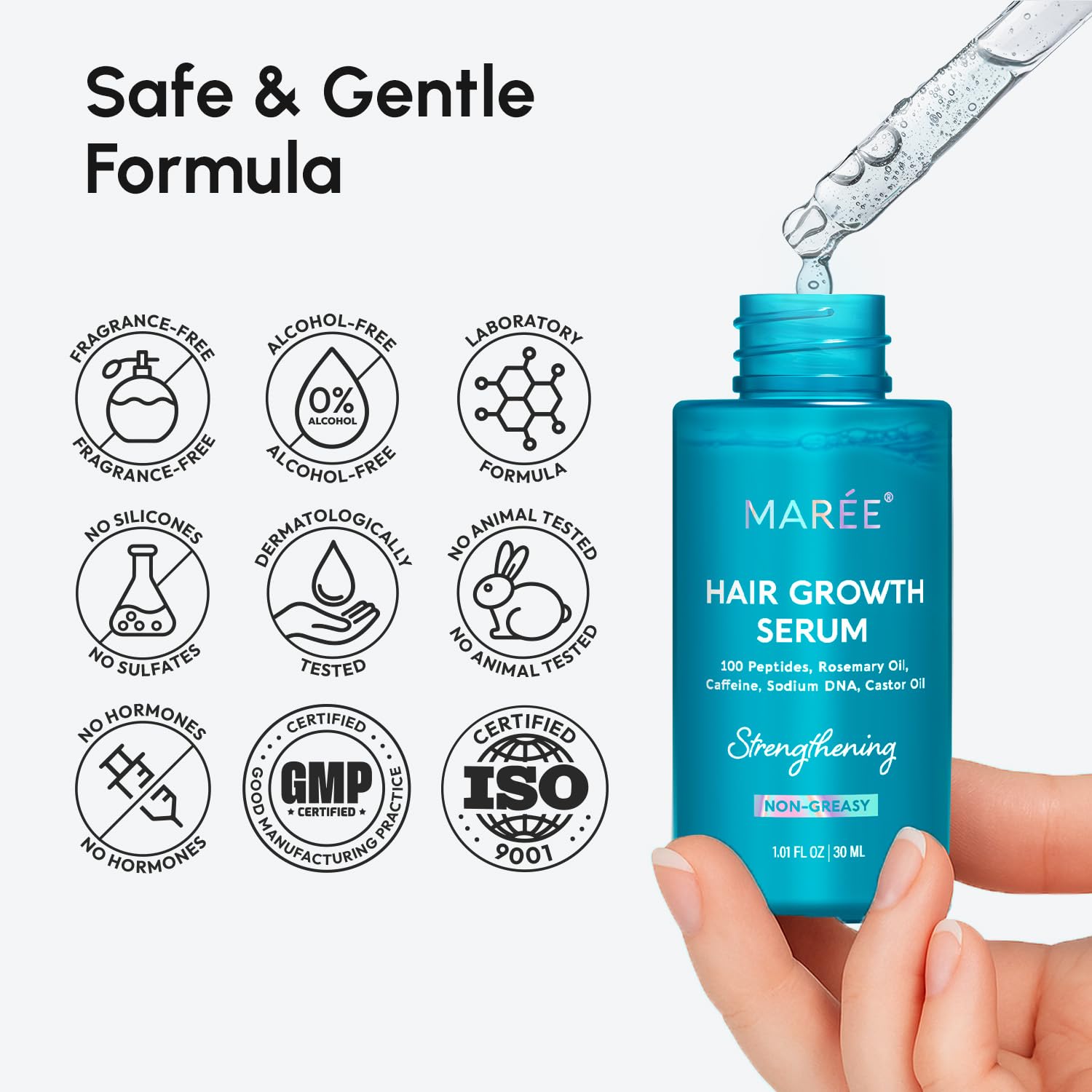 MAREE Hair Growth Serum - Caffeine Peptides Castor Rosemary Oil for Hair Growth - Products for Women & Men - Hair Oils for Hair Growth - Hair Regrowth Tonic - Scalp Serum - Suero Para El Cabello - Image 10